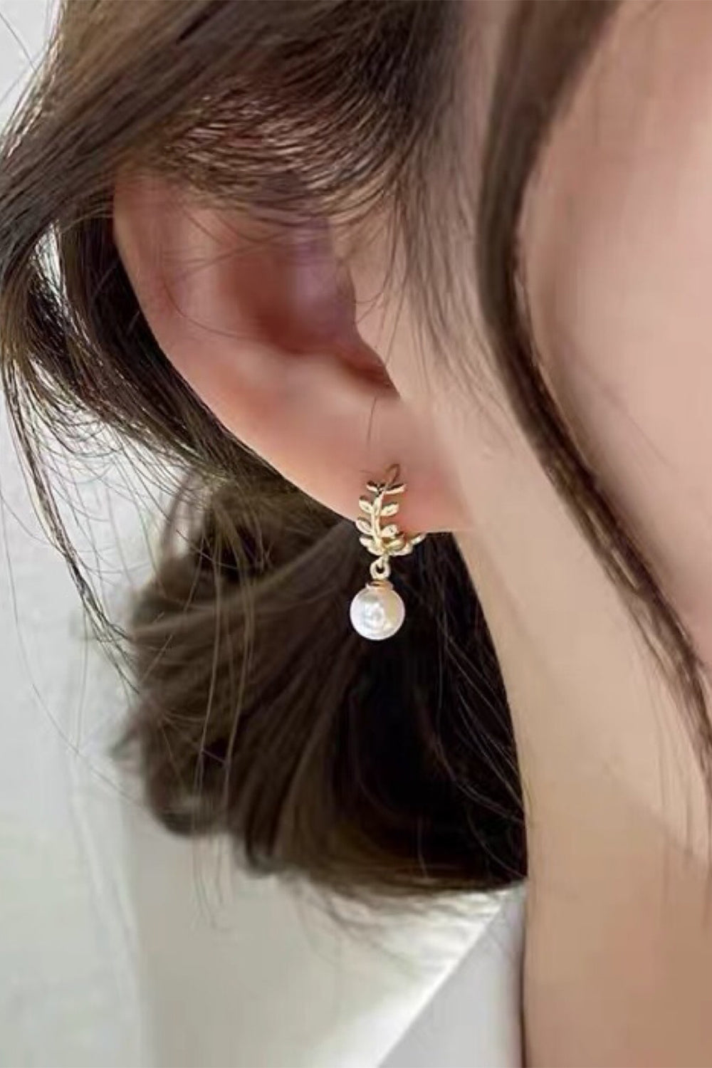 Pearl-Adorned Wheat Earrings