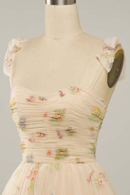 Cute A Line Green Spaghetti Straps Short Cocktail Dress With Embroidery