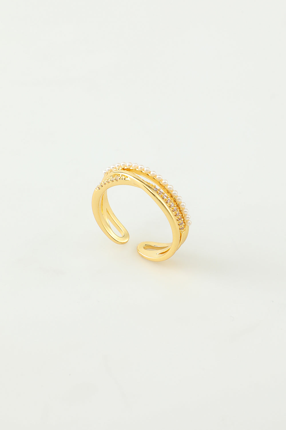 Pearl and Golden Zircon Ring