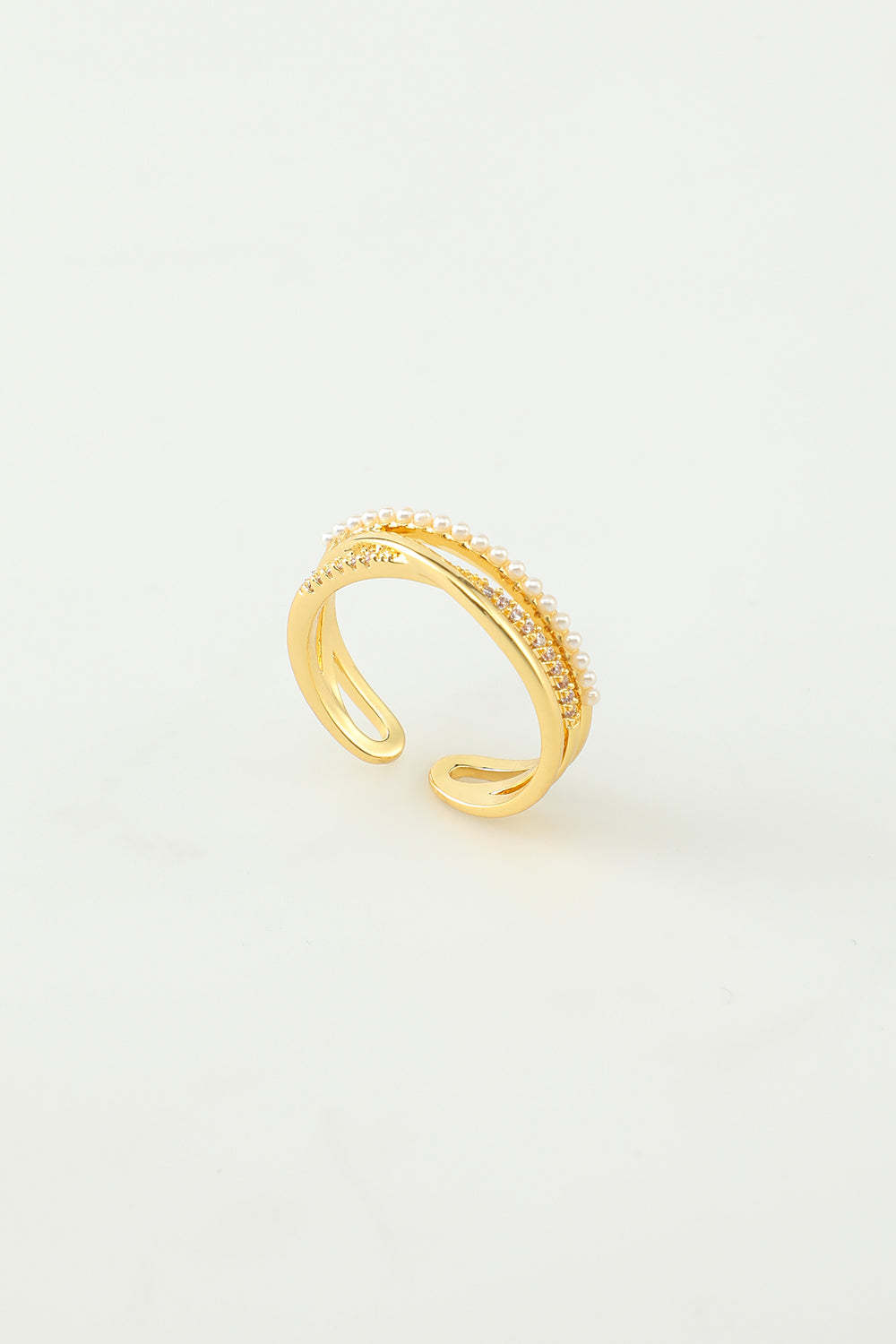 Pearl and Golden Zircon Ring
