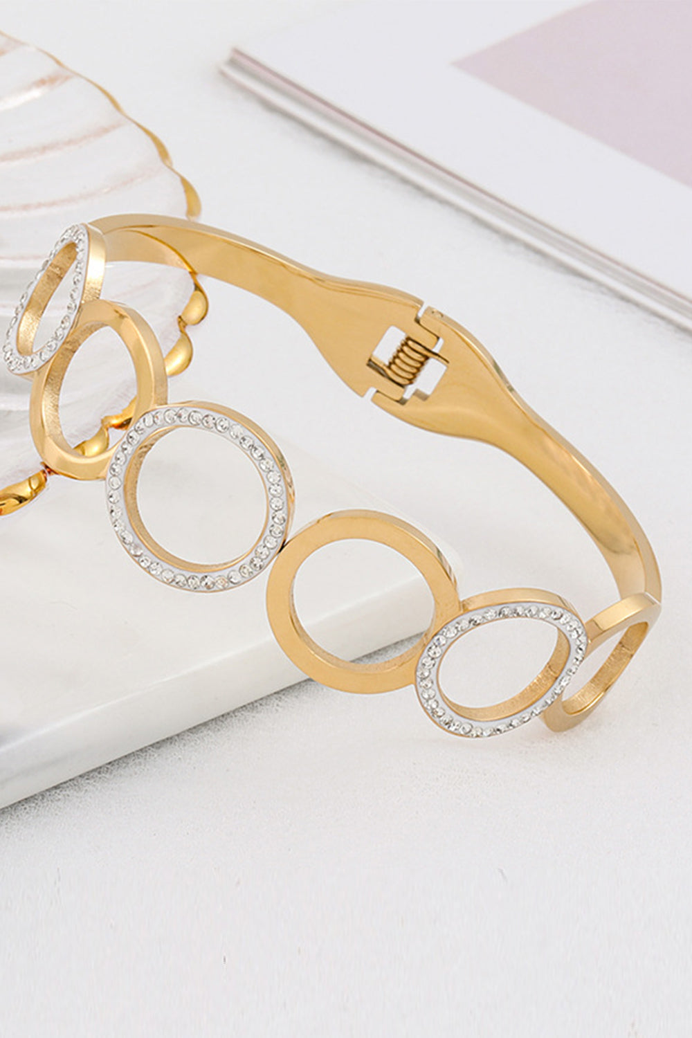 Round Cutout Bracelet in Antique Titanium Steel