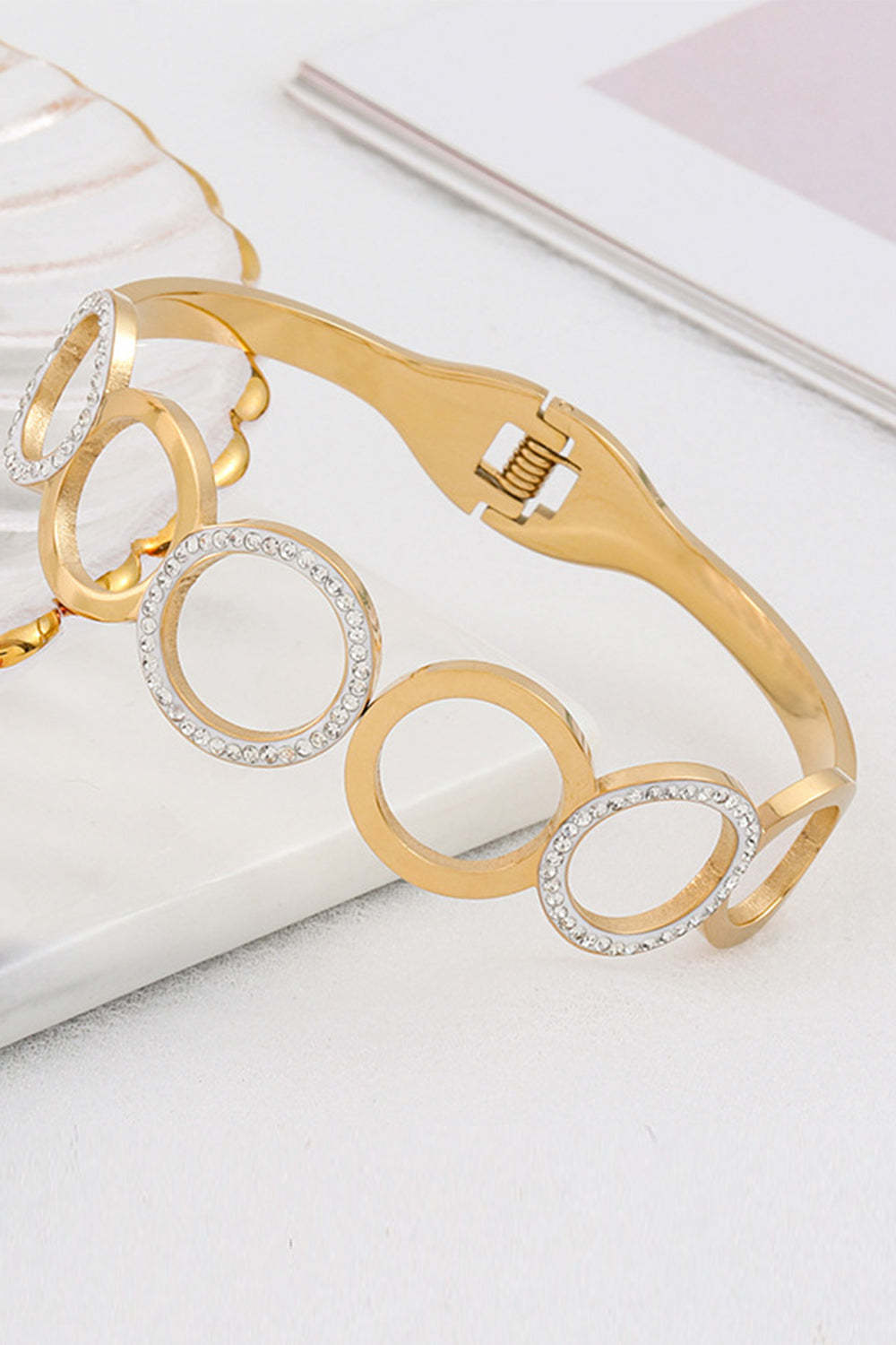 Round Cutout Bracelet in Antique Titanium Steel