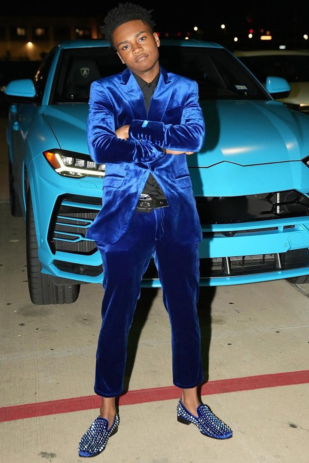 Men's Royal Blue Prom Suit with Peak Lapel 2-Piece Set