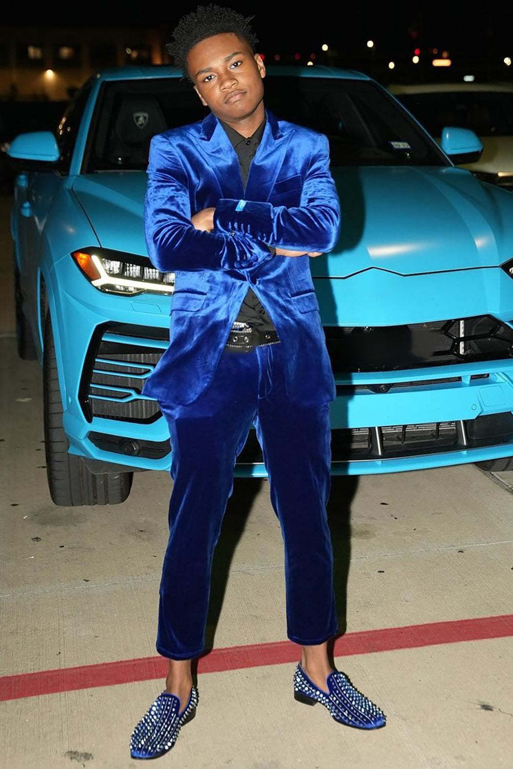 Men's Royal Blue Prom Suit with Peak Lapel 2-Piece Set