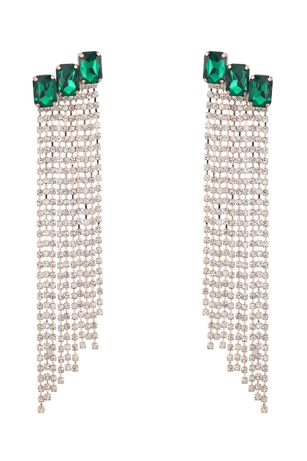 Party Earrings with Fuchsia Beads and Rhinestones