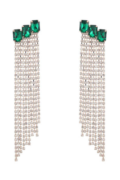 Party Earrings with Fuchsia Beads and Rhinestones