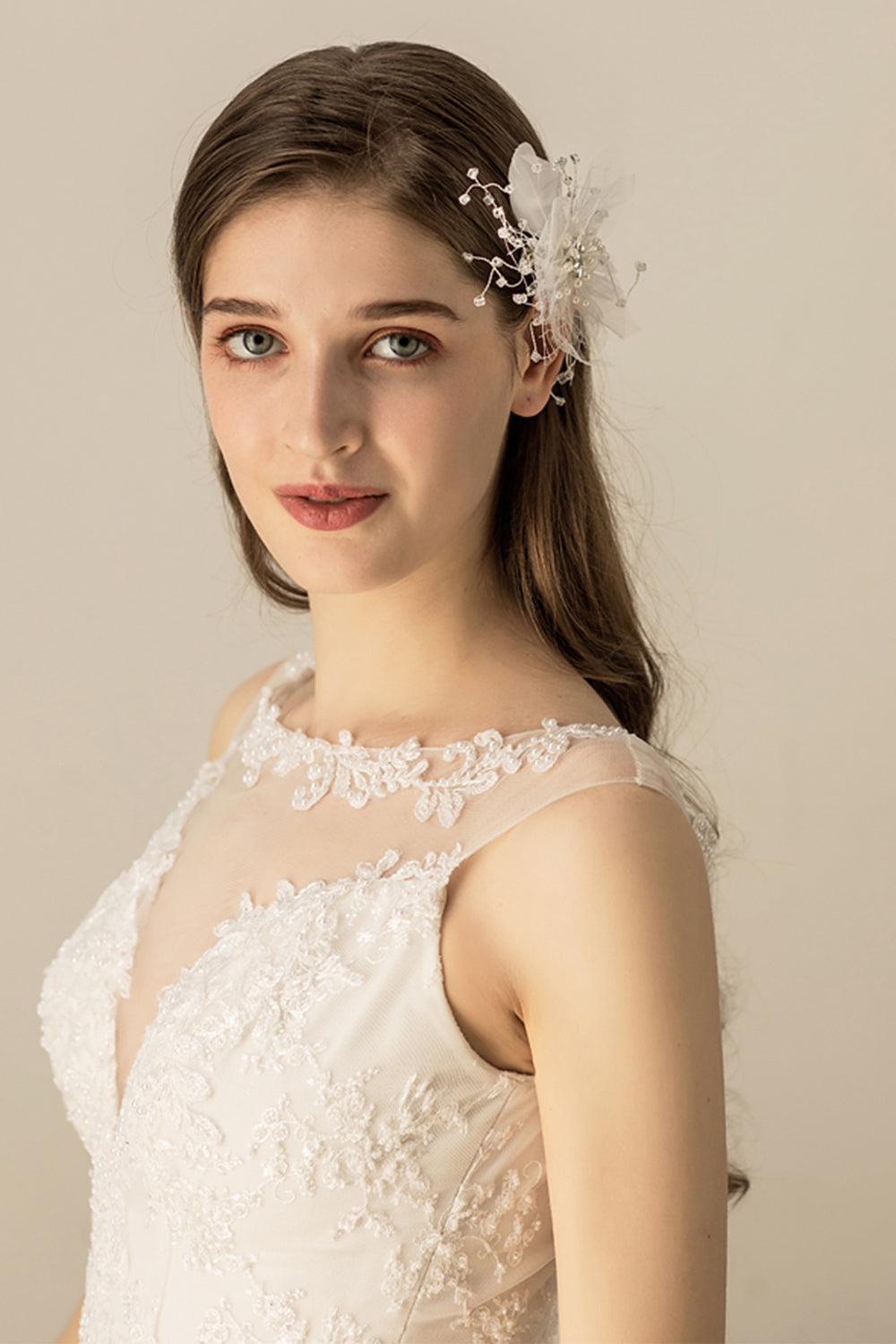 Handmade Hair Clip with Sweet Feather Yarn Flower