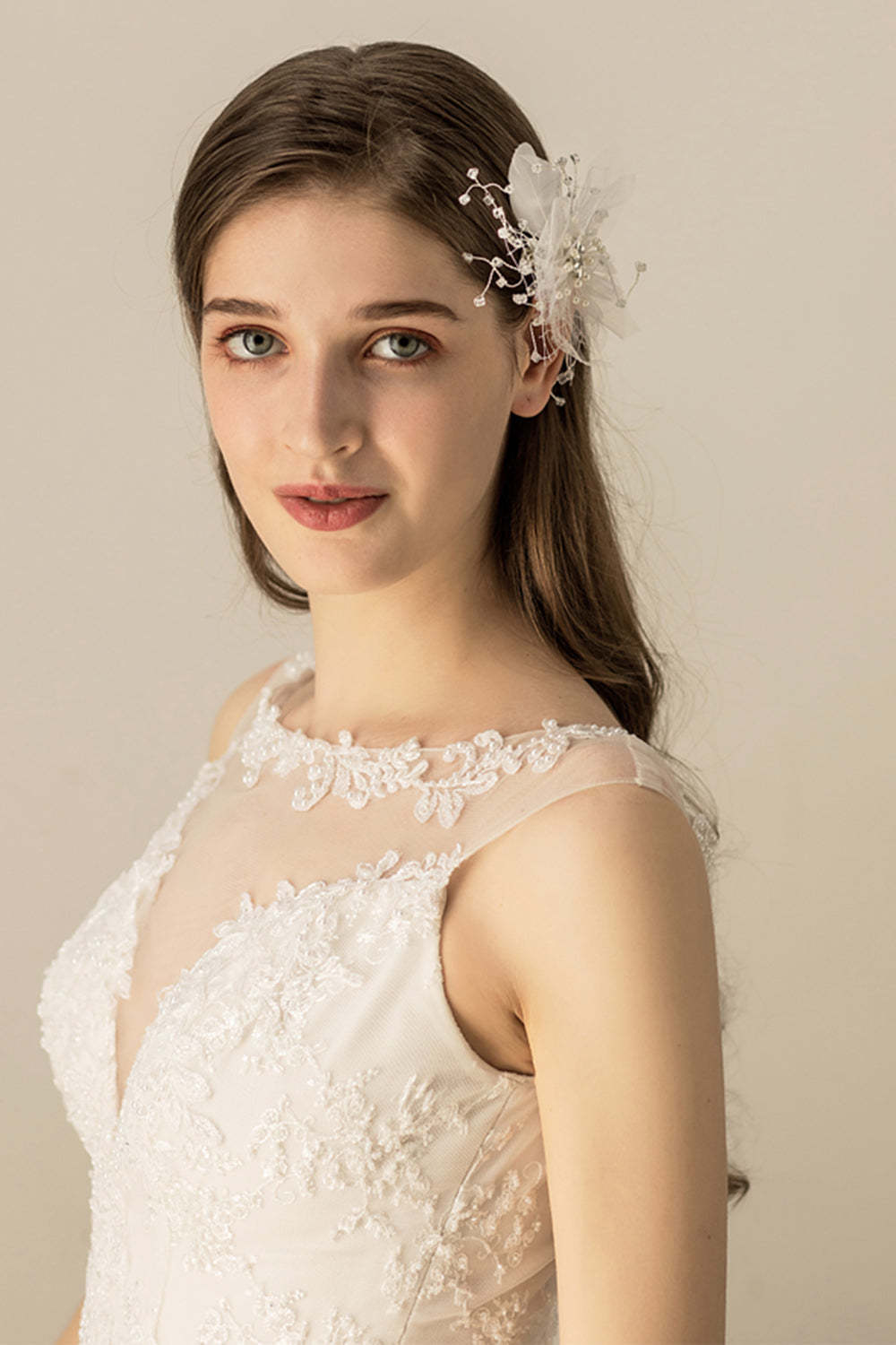 Handmade Hair Clip with Sweet Feather Yarn Flower