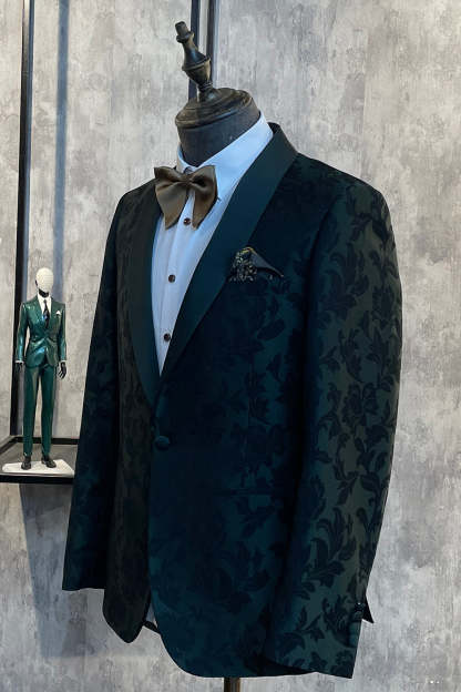 Men's Prom Blazer with Dark Blue Peak Lapel