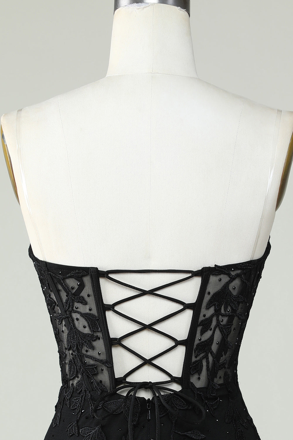 Bodycon Sweetheart Black Corset Cocktail Dress With Appliques