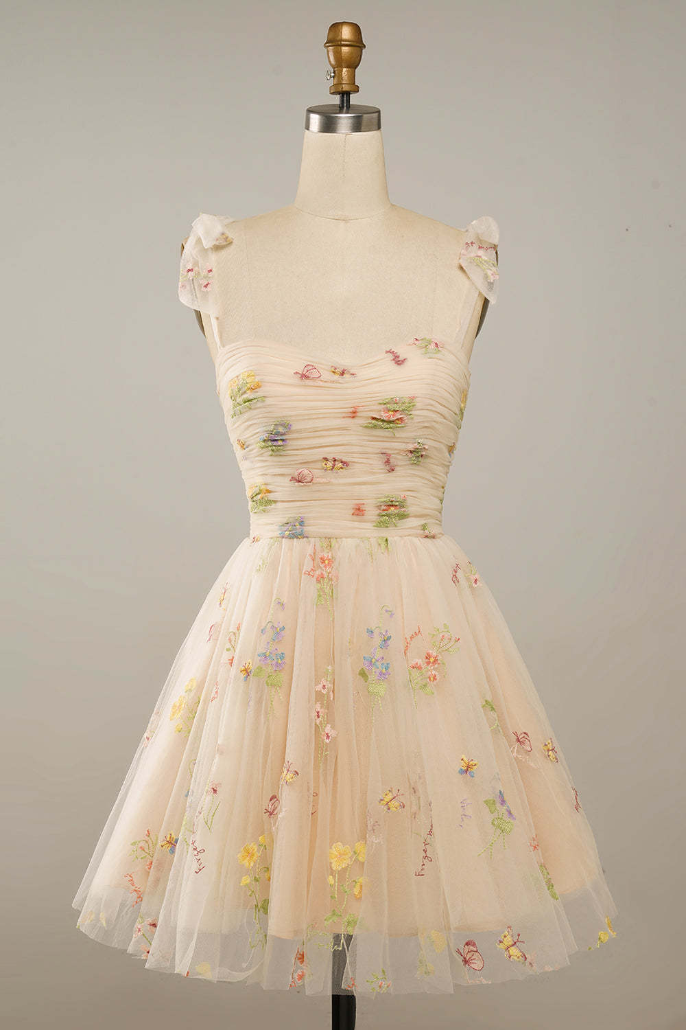 Cute A Line Green Spaghetti Straps Short Cocktail Dress With Embroidery