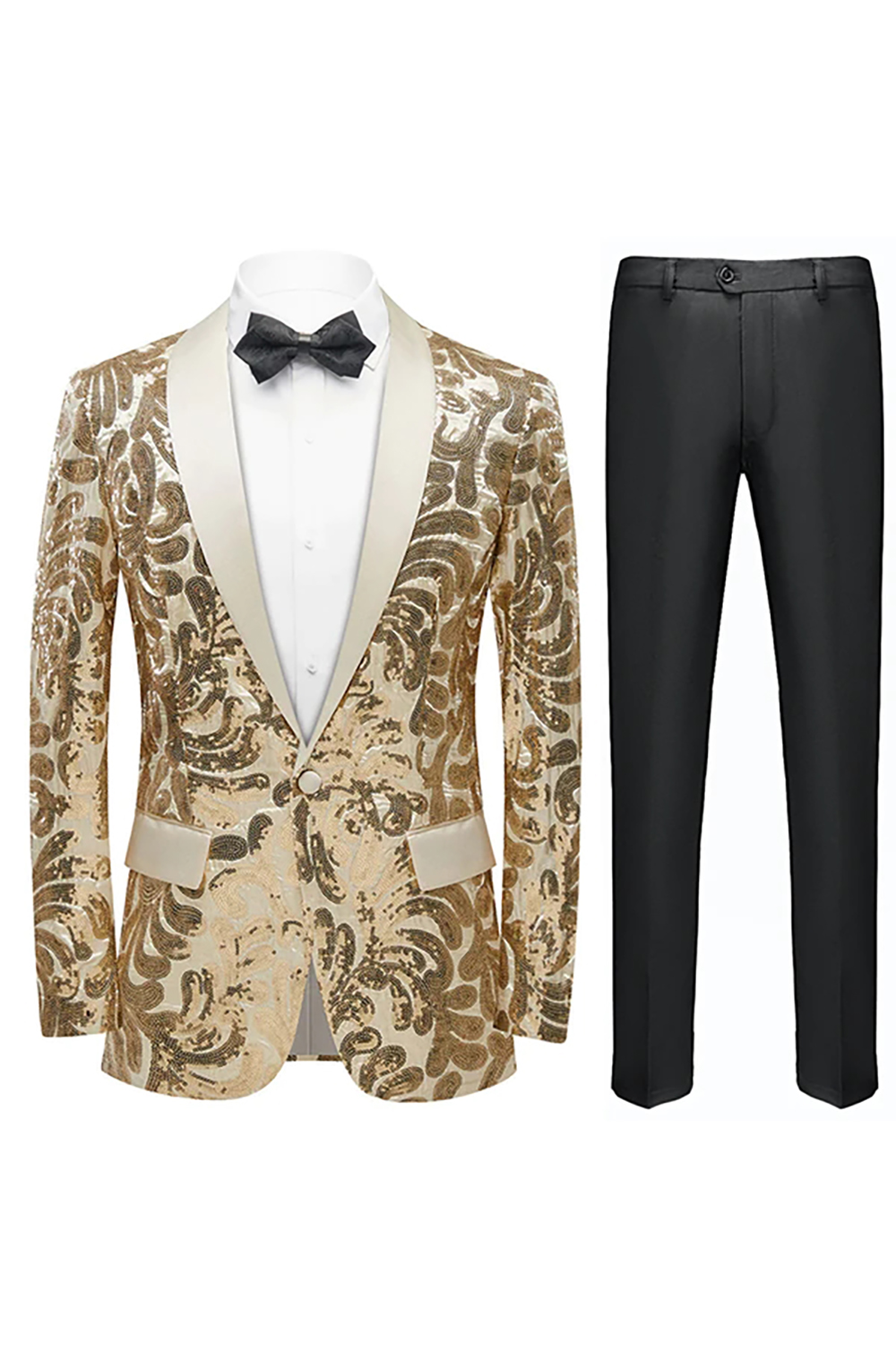Men's Prom Suits with Red Glitter Sequins