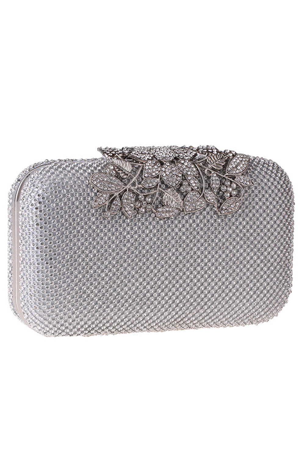 Prom Clutch Adorned with Golden Beads and Crystals