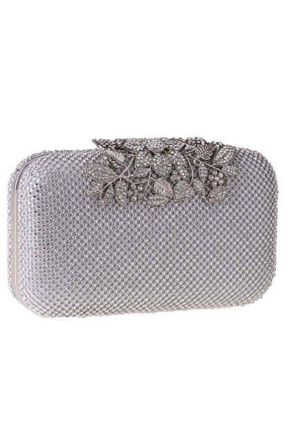 Prom Clutch Adorned with Golden Beads and Crystals
