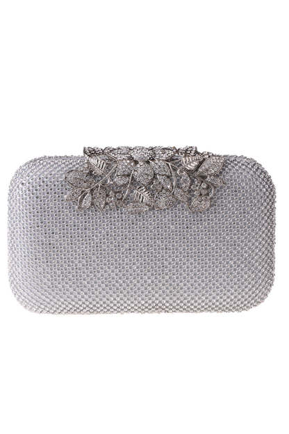 Prom Clutch Adorned with Golden Beads and Crystals