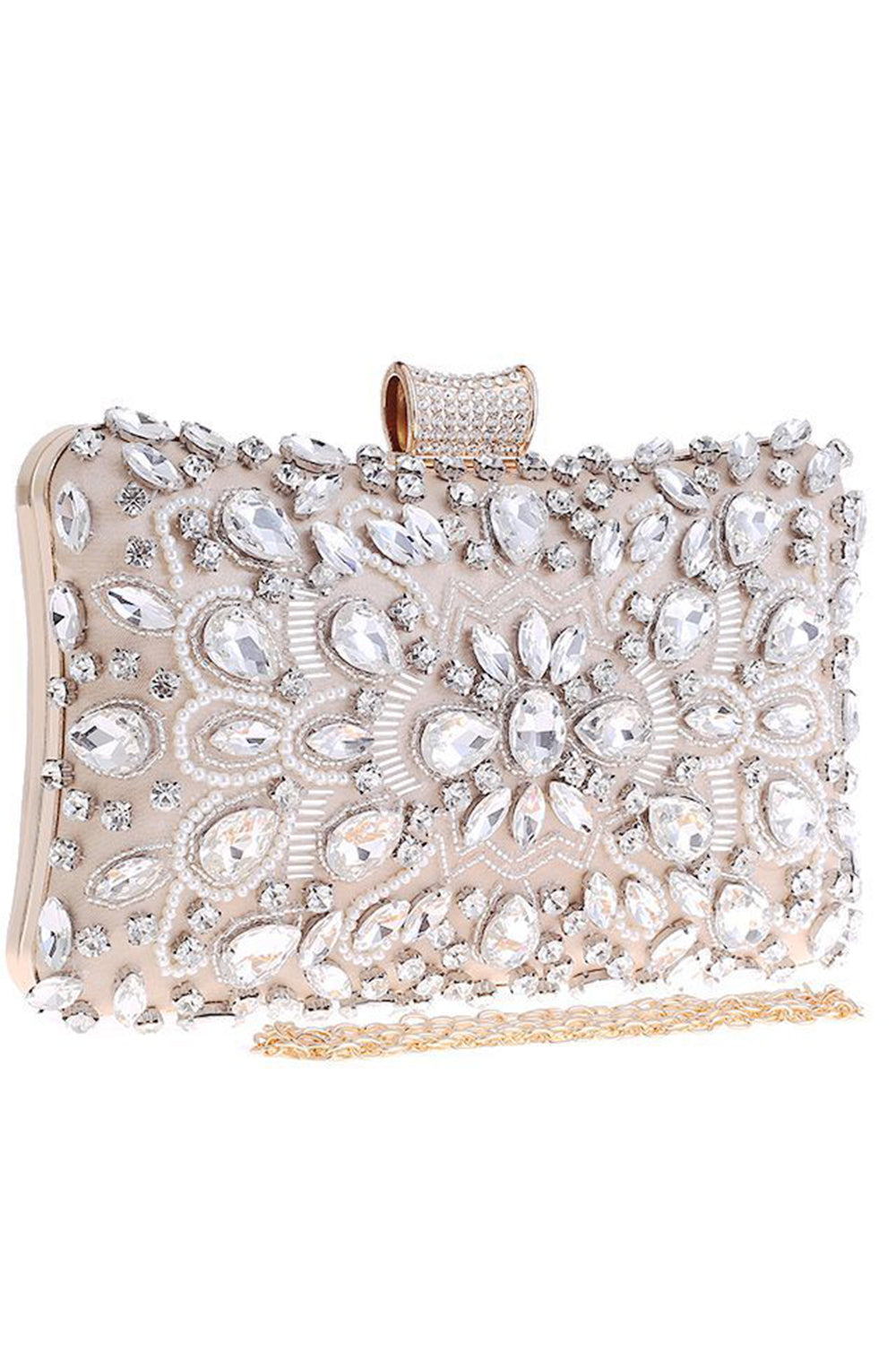 Crystal-Adorned Black Clutch for Parties