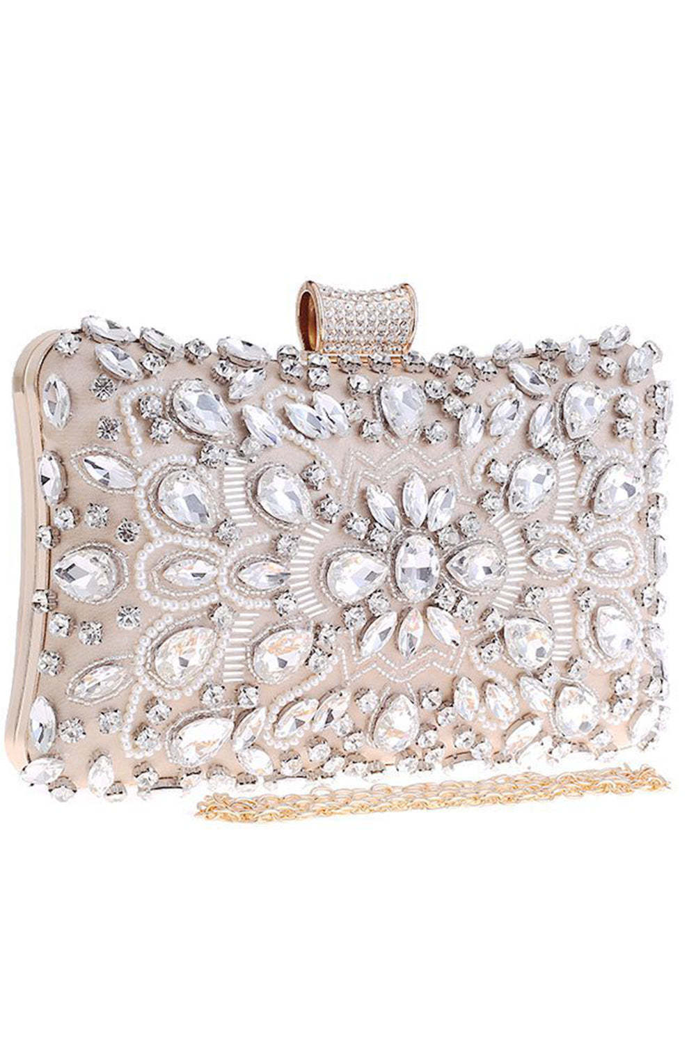Crystal-Adorned Black Clutch for Parties
