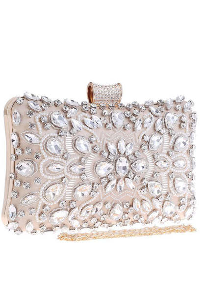 Crystal-Adorned Black Clutch for Parties