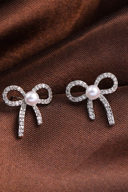 Pearl Earrings with Beaded Bows