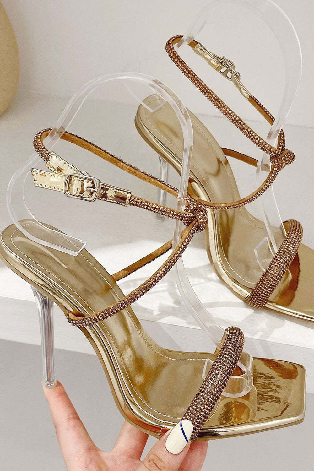 Black Stiletto High Heels with Square Toe