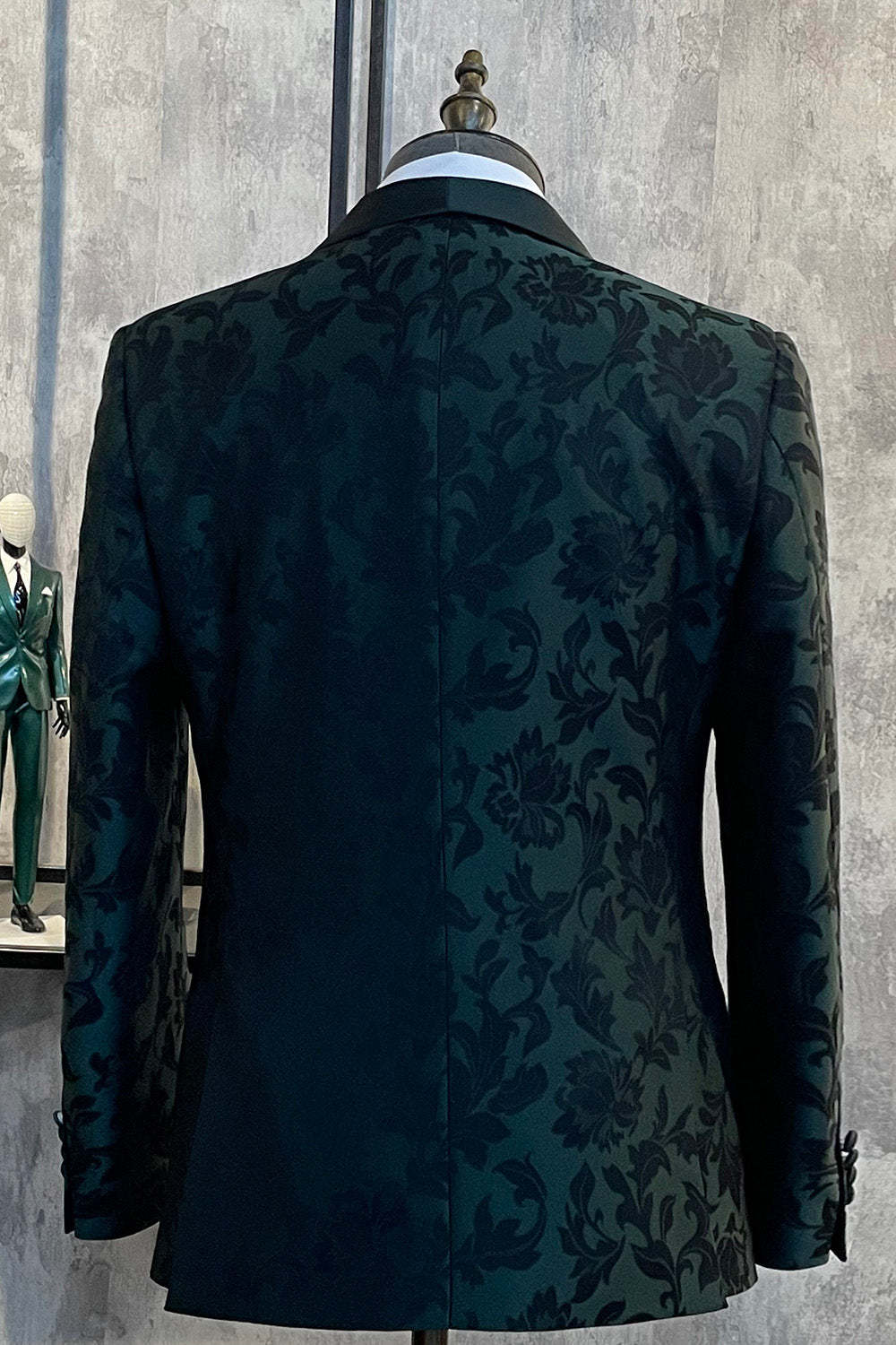 Men's Prom Blazer with Dark Blue Peak Lapel