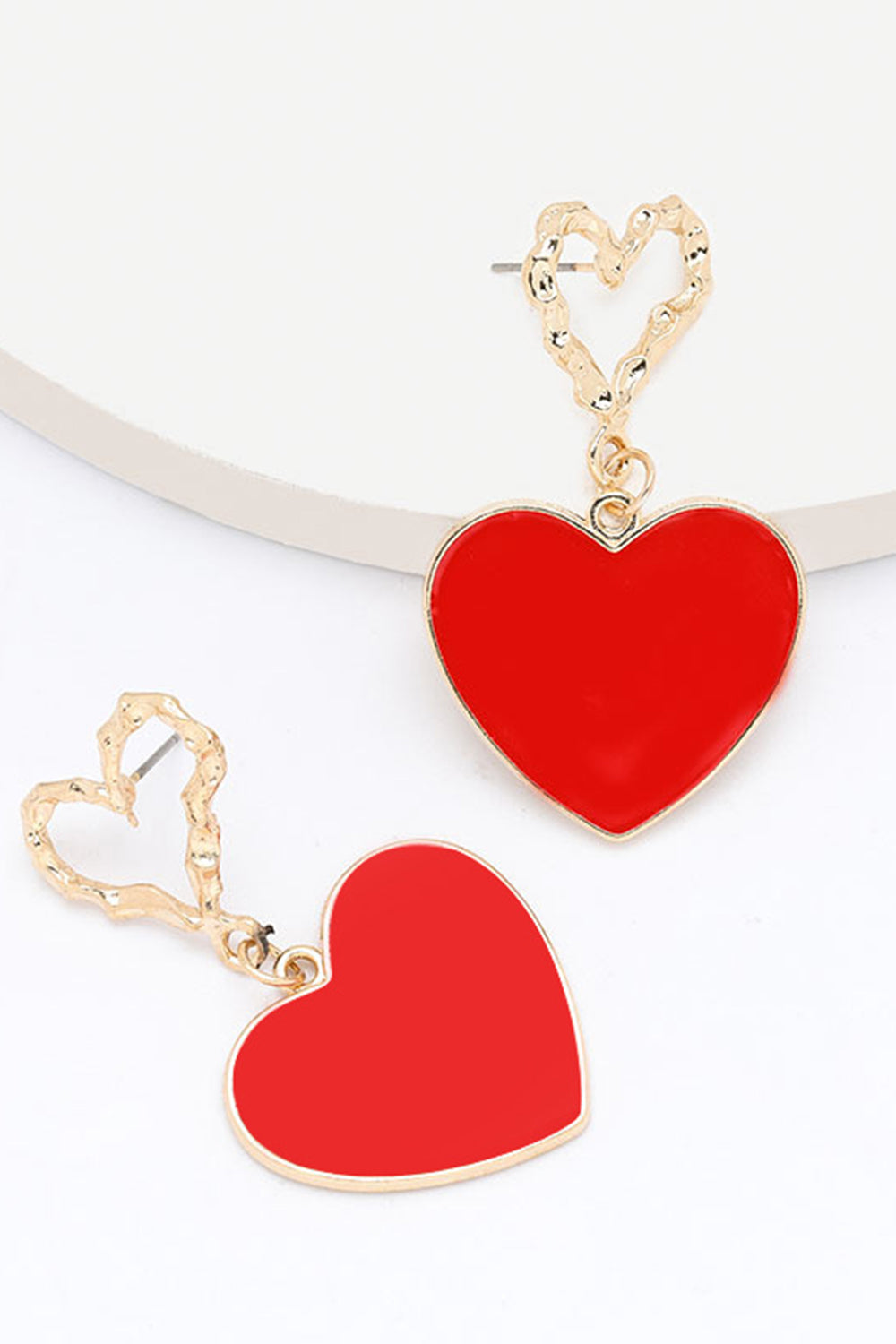 Earrings with Red Hearts