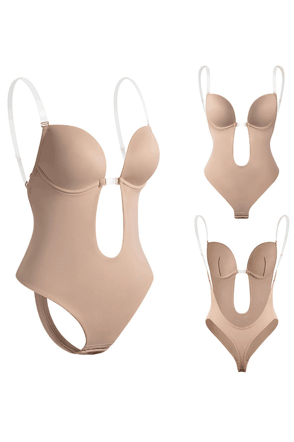 Push-Up Shapewear with Tummy Control in Black Cut-Out Design