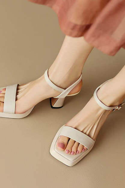 High Heeled Open Toe Sandal in Black