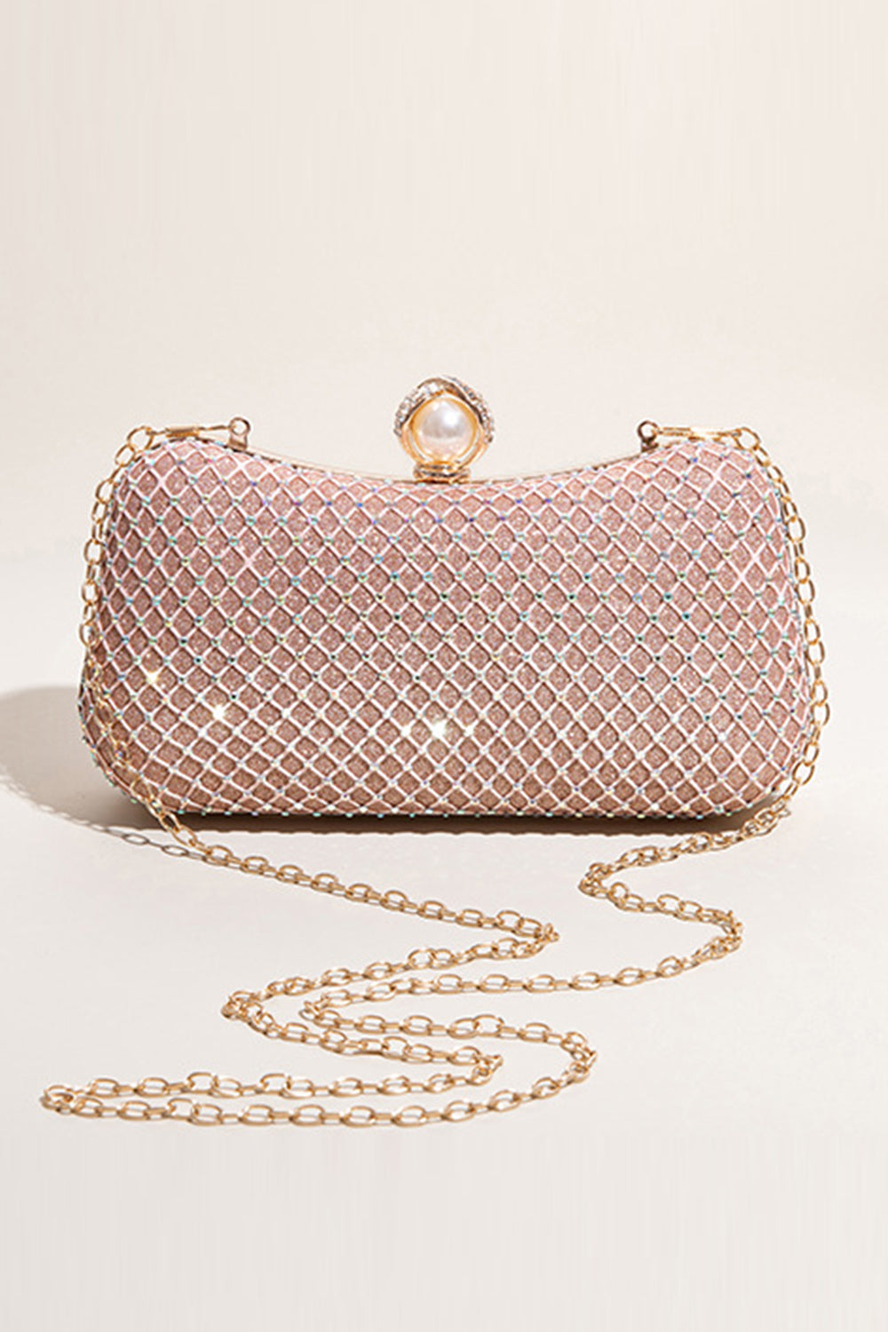 Beaded Party Clutch with Glitter Blush