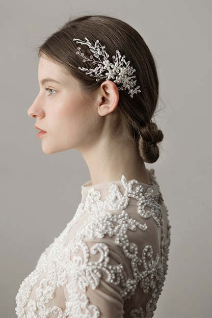 Bridal Hair Accessories with Handmade Pearl Flowers