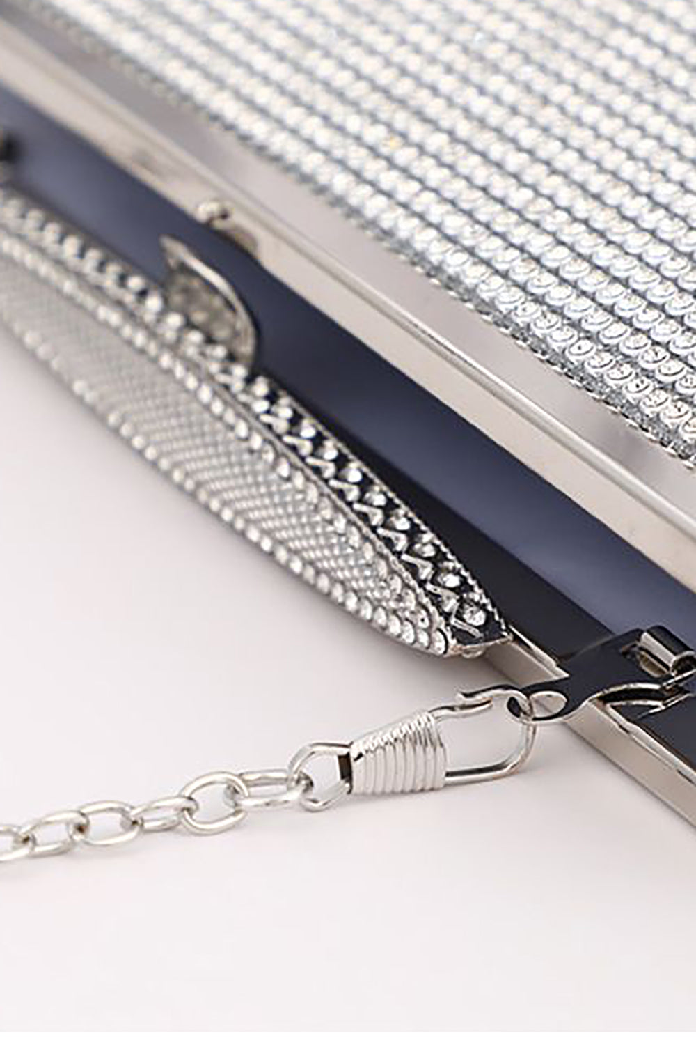 Evening Clutch Bag with Silver Rhinestones