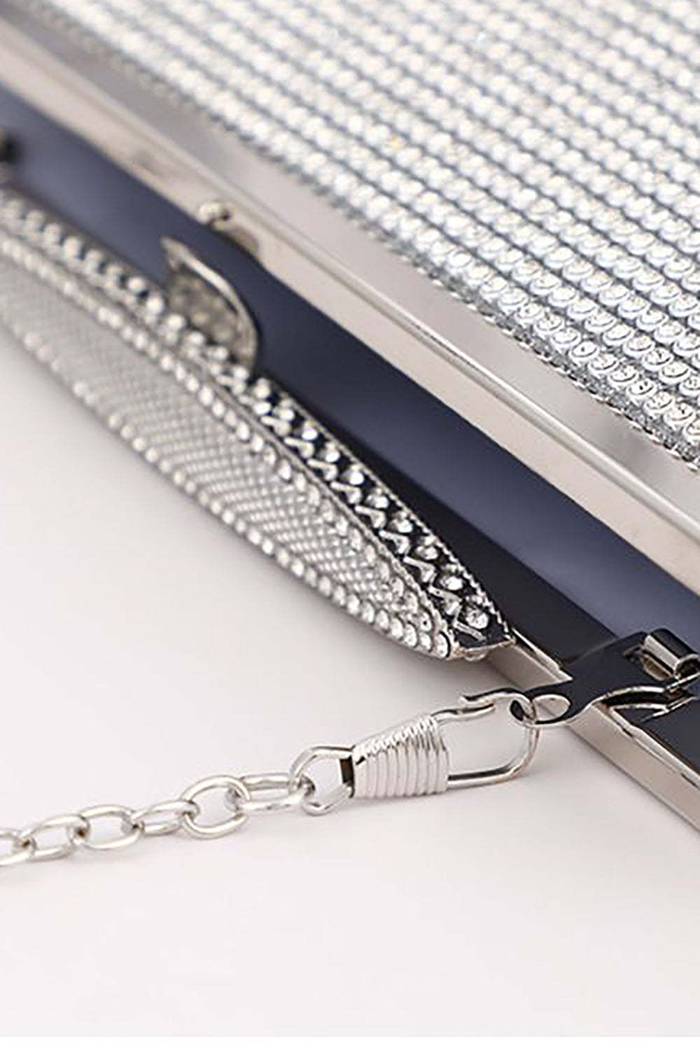 Evening Clutch Bag with Silver Rhinestones