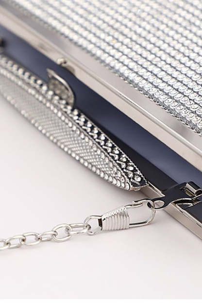 Evening Clutch Bag with Silver Rhinestones
