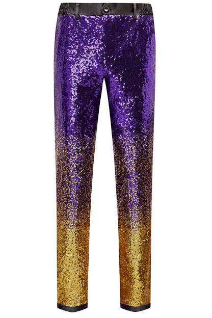 Purple Ombre Sequins Slim Fit Two-Piece Party Suit with Notched Lapel for Men