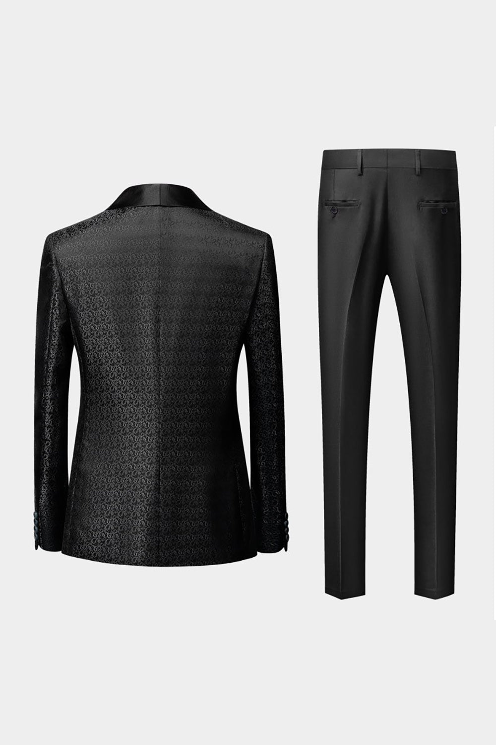 Men's 3-Piece Jacquard Suits with Black Shawl Lapel