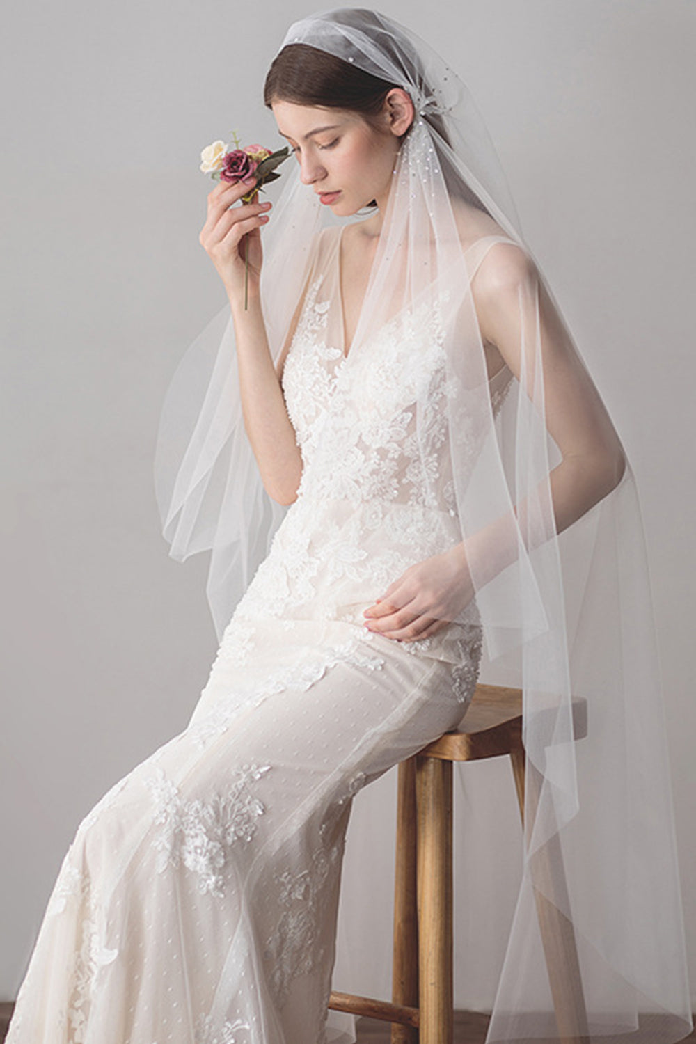 Bridal Veils in Vintage Hat Style with Beading