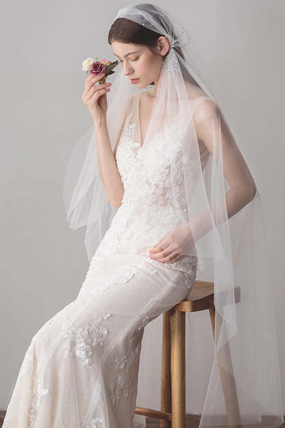 Bridal Veils in Vintage Hat Style with Beading