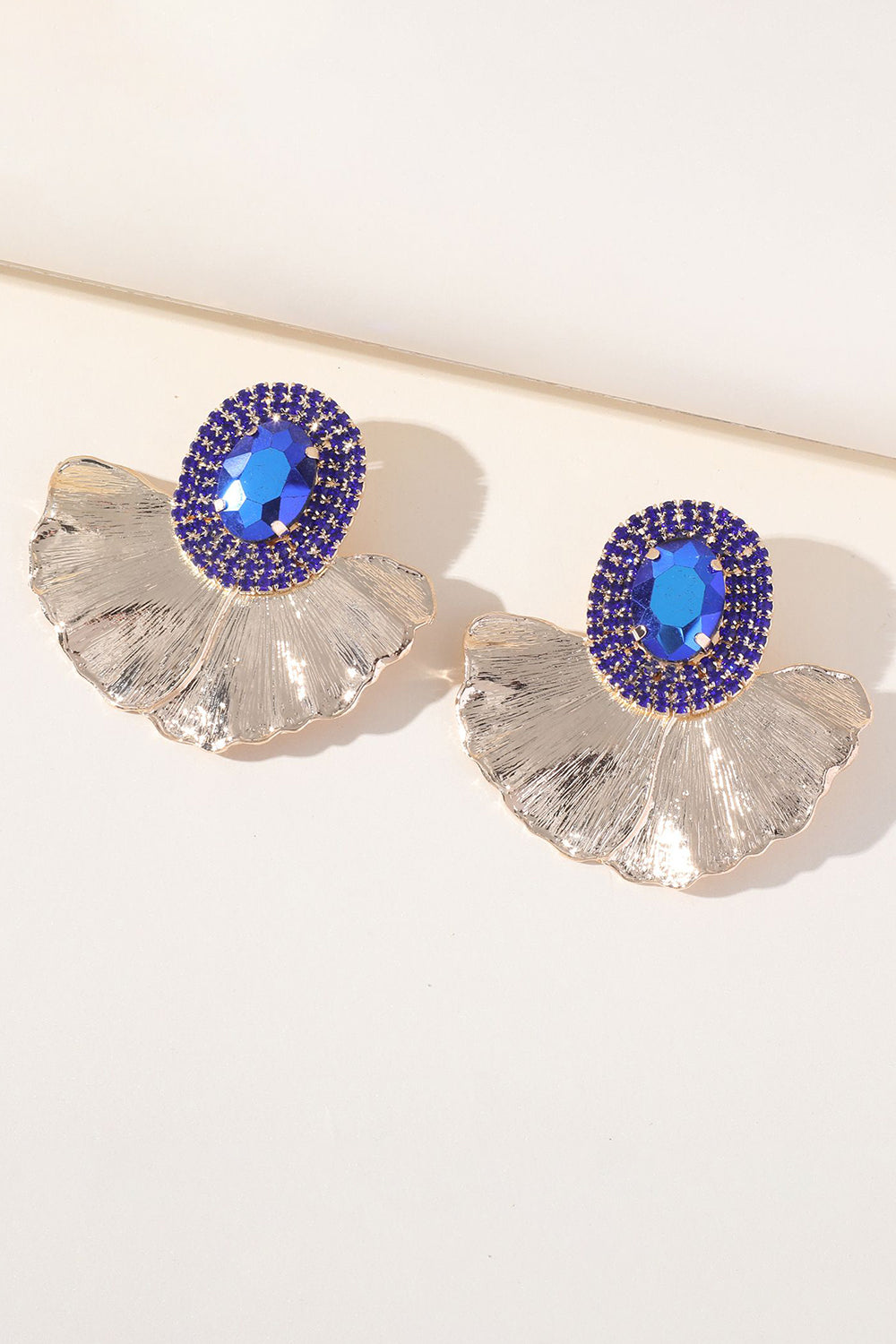 Sparkly Floral Earrings with Oval Rhinestones