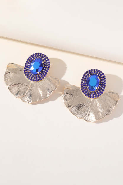 Sparkly Floral Earrings with Oval Rhinestones