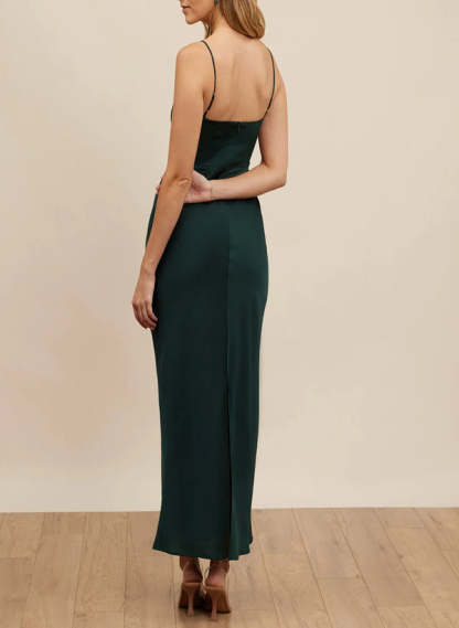 Satin Ankle-Length Graduation Dress with Sheath/Column Square Neckline and Sleeveless