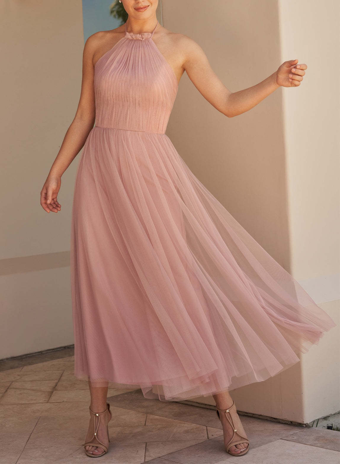 Short Tulle Graduation Dress With Open Back And Pleated