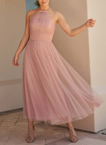 Short Tulle Graduation Dress With Open Back And Pleated