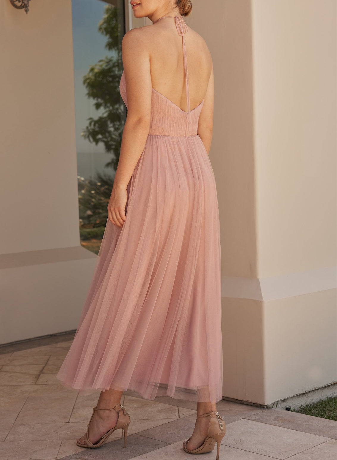 Short Tulle Graduation Dress With Open Back And Pleated