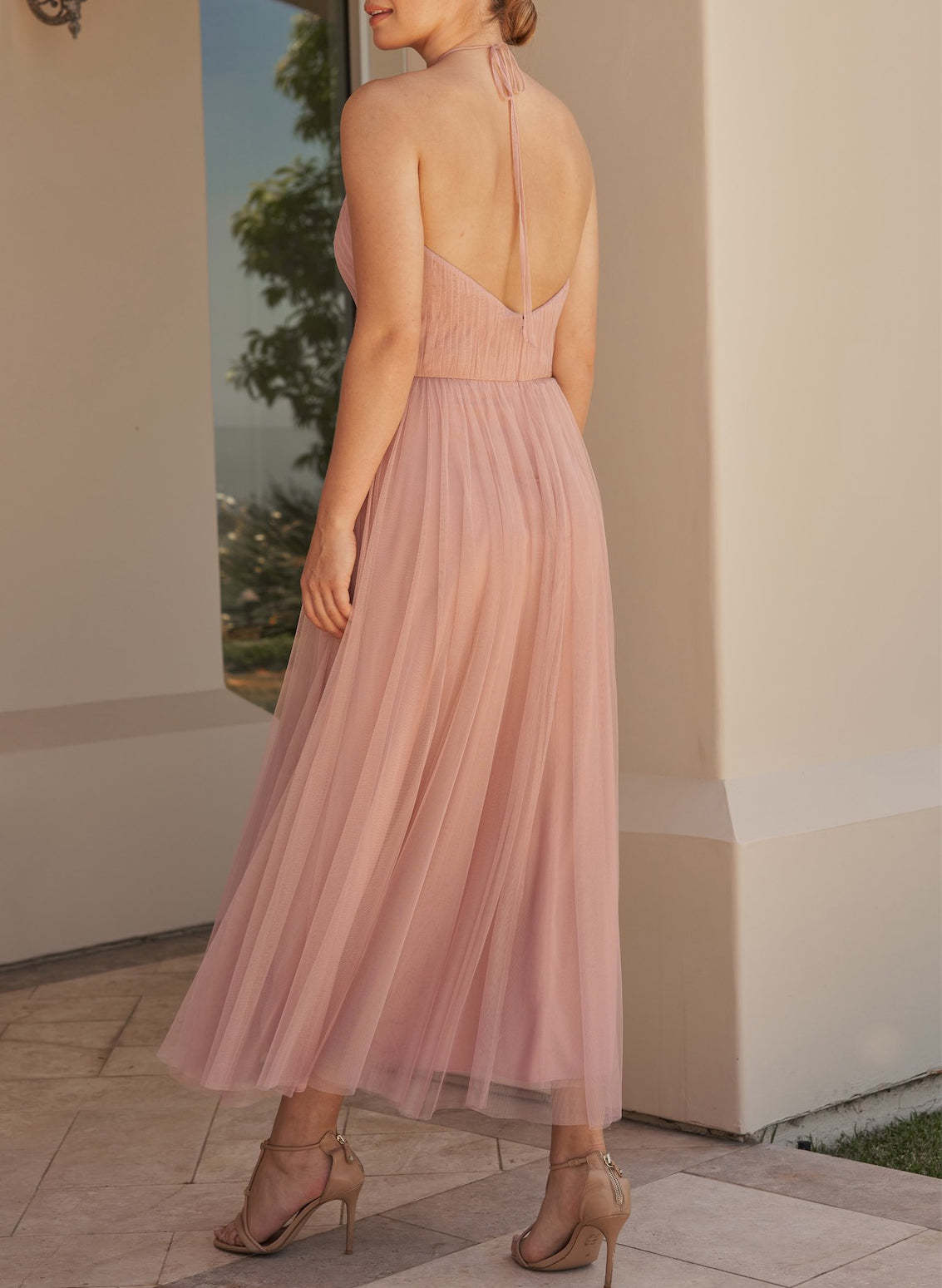 Short Tulle Graduation Dress With Open Back And Pleated