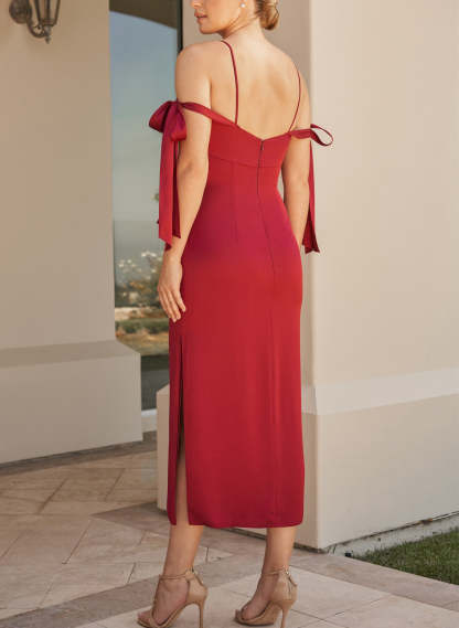Off-the-Shoulder Sheath/Column Graduation Dress With Satin