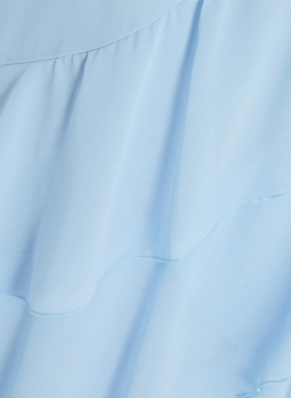 V-neck Short Sleeves Chiffon Graduation Dress With Ruffle