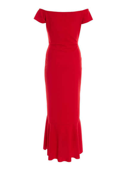 Off-the-Shoulder Chiffon Graduation Dress With Ruffle - Sheath/Column