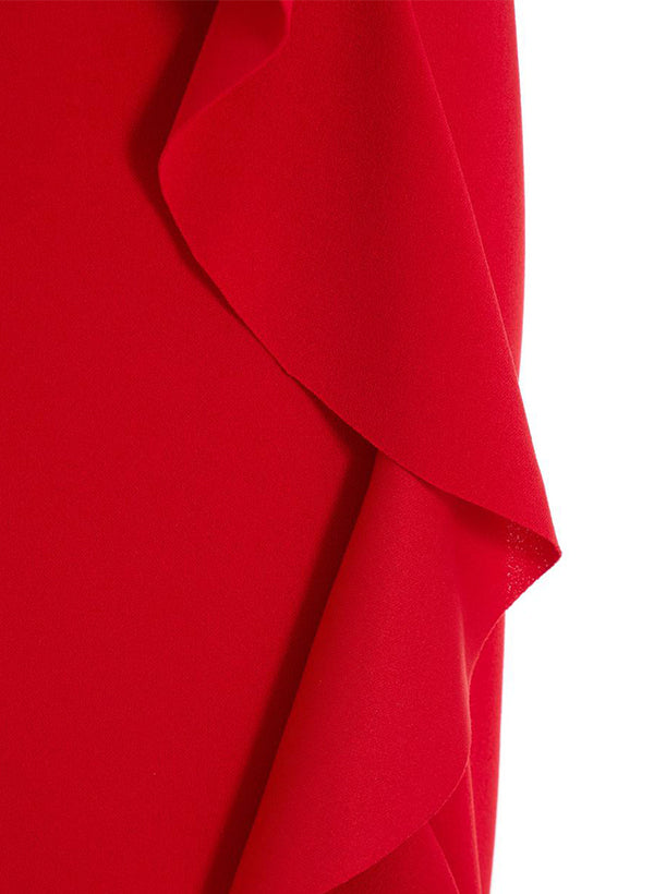 Off-the-Shoulder Chiffon Graduation Dress With Ruffle - Sheath/Column