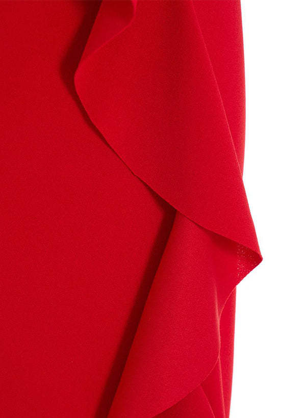 Off-the-Shoulder Chiffon Graduation Dress With Ruffle - Sheath/Column