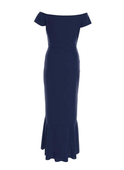 Off-the-Shoulder Chiffon Graduation Dress With Ruffle - Sheath/Column